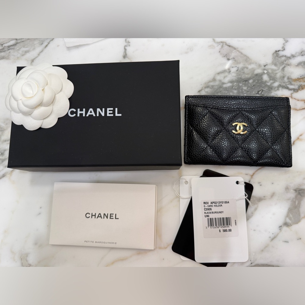 Chanel Black Classic Caviar Cardholder/ Wallet
